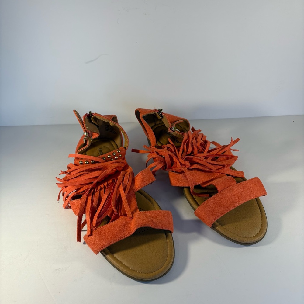Comfortview Orange Fringe Sandals Carmella